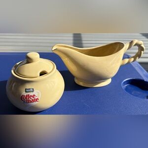Tuscan Countryside  Coffee-mate Creamer Jar & Yellow Ceramic Gravy Boat